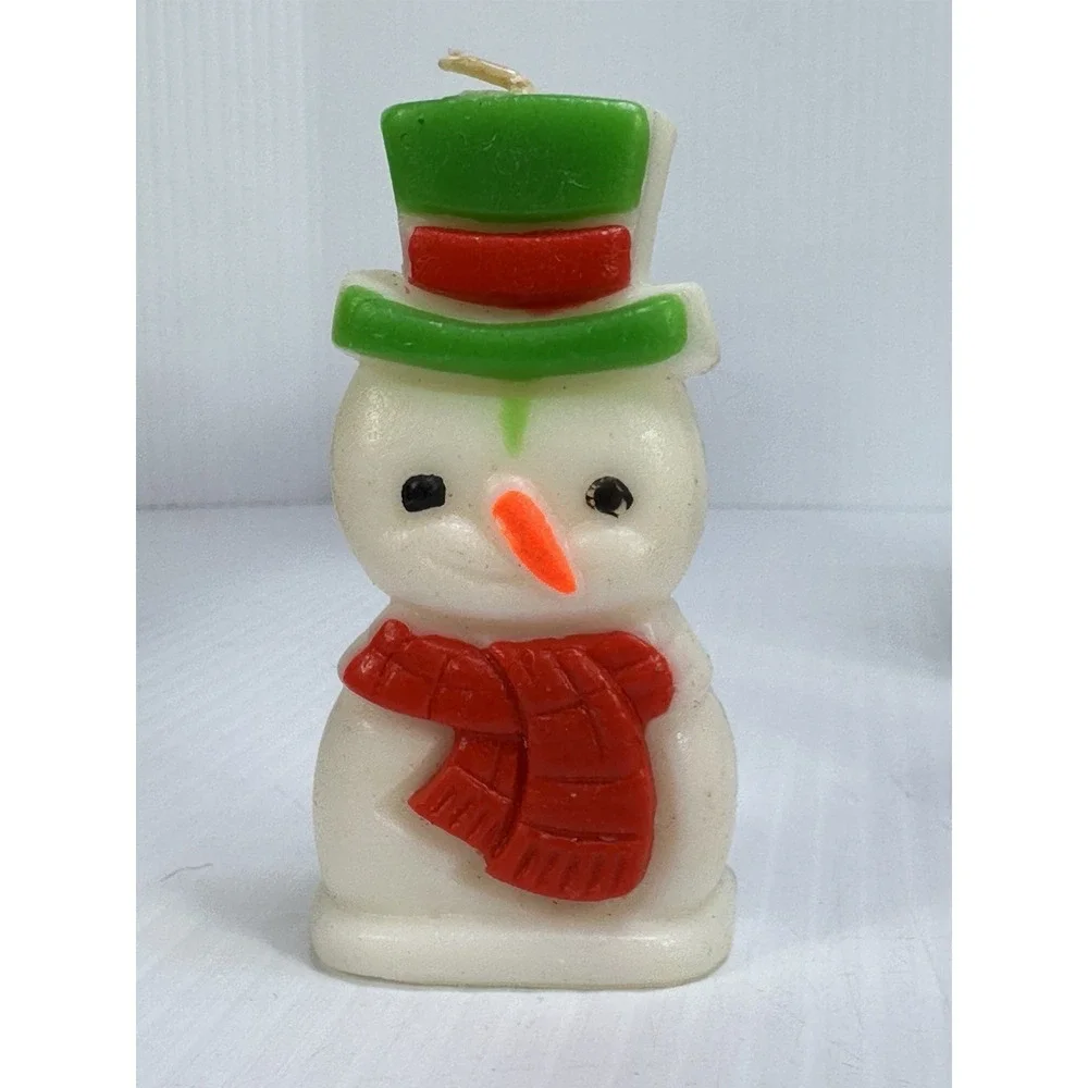 Vintage Lot 7 Gurley Candles 4 Santa 2 Snowman 1 Reindeer Wearing Bell